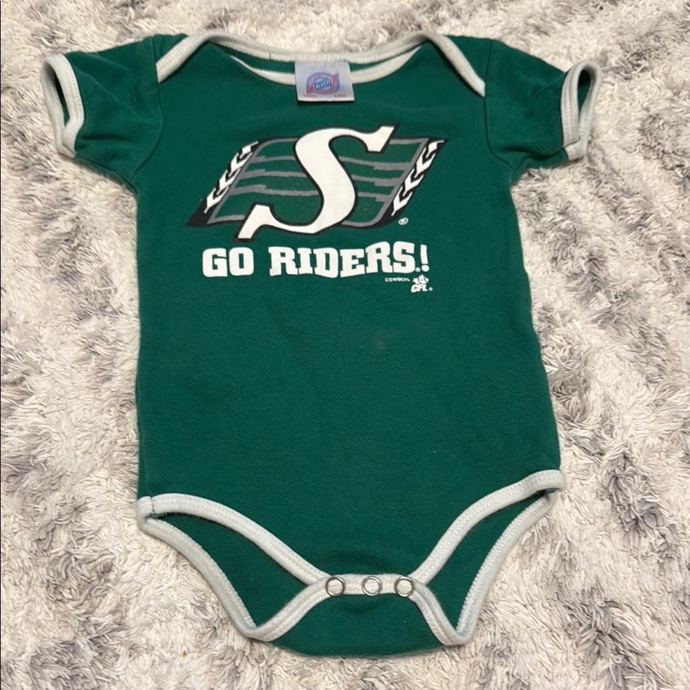 6m Green Go Riders Kids One Piece gender neutral Saskatchewan roughriders